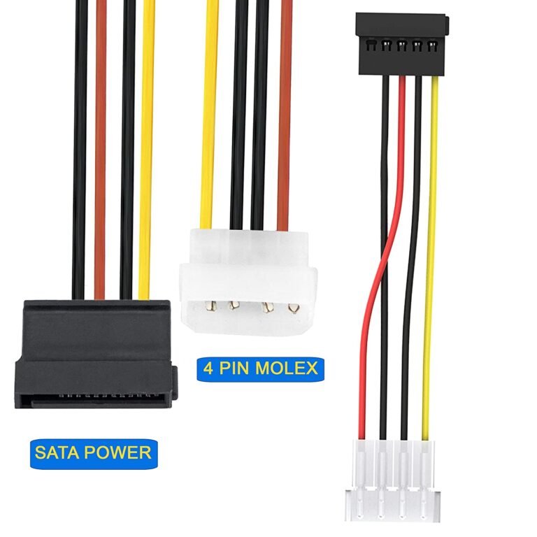 PARUHT® (Pack of 5) Molex to SATA Cable, 15 Pin SATA to 4 Pin Molex ...